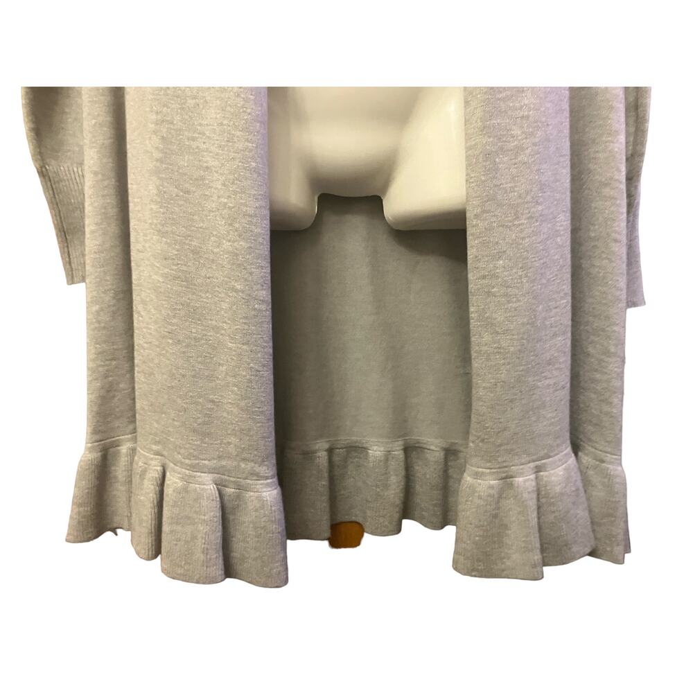 Vila Milano Women's Grey Open Front Cardigan Sweater W/ Ruffle Hem | Size Large - Picture 4 of 7